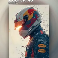 Постер гонщика Формулы 1 в шлеме с фирменным дизайном — фото 1