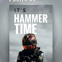 гонщик Формулы 1 в шлеме с надписью It’s Hammer Time — неоновая вывеска Art Studio