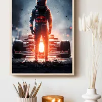 Постер пилота Формулы 1 рядом с болидом — фото 3