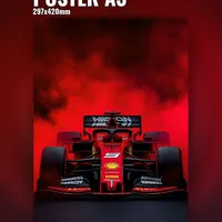 Формула 1 красный болид в дыме постер — фото 1