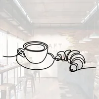 Наклейка чашка кофе и круассан виниловая без фона 49×17 см — фото 2