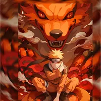 Постер Наруто и Курама оранжевый — фото 1