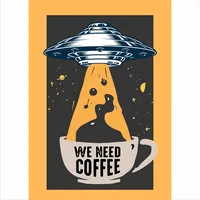 Постер "We need coffee" желтый 29×42 см интерьера — фото 2
