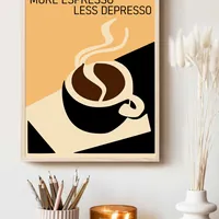 Больше эспрессо постер интерьерный бежевый без рамки — фото 4