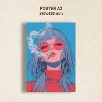 Аниме девушка с голубыми волосами в очках — фото 1