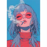 Аниме девушка с голубыми волосами в очках — фото 2