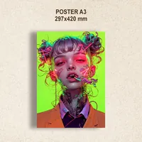 Постер Аниме Девушка киберпанк 29×42 см кислотные цвета — фото 1