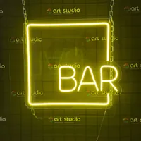 Неоновая вывеска Bar желтого цвета на стену — фото 2
