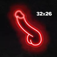 Неоновая вывеска с изображением мужского органа 18+ — фото 2