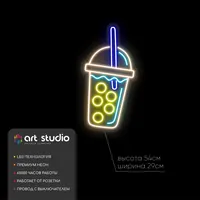 Неоновая вывеска с надписью Bubble Tea для кафе и баров — фото 2