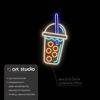 Bubble tea, бабл ти, стакан — неоновая вывеска Art Studio