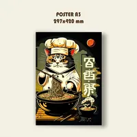 Кот готовит рамен постер 29x42 — фото 1