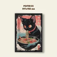 Котенок ест рамен — неоновая вывеска Art Studio