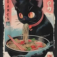 Постер котенок ест рамен 29×42 см — фото 2