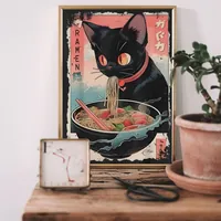 Постер котенок ест рамен 29×42 см — фото 3