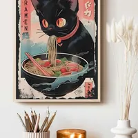 Постер котенок ест рамен 29×42 см — фото 4