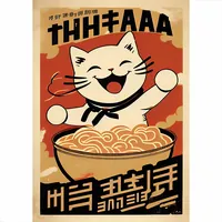 Кот с лапшой на стену стильный постер для интерьера — фото 2