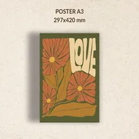 Постер абстрактные цветы любовь хаки 29х42 — фото 1