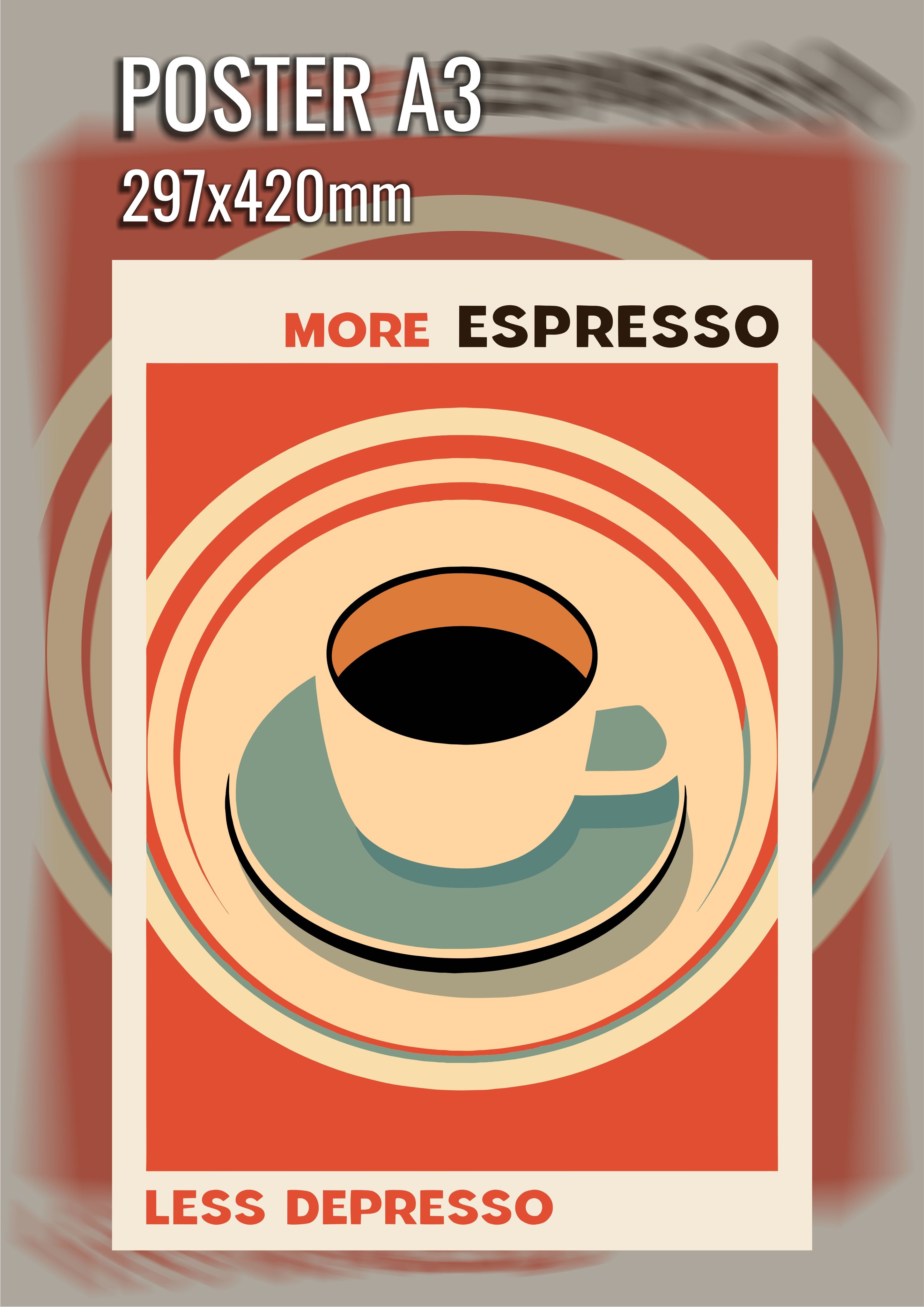 Кофейный постер More Espresso Less Depresso 29x42 см