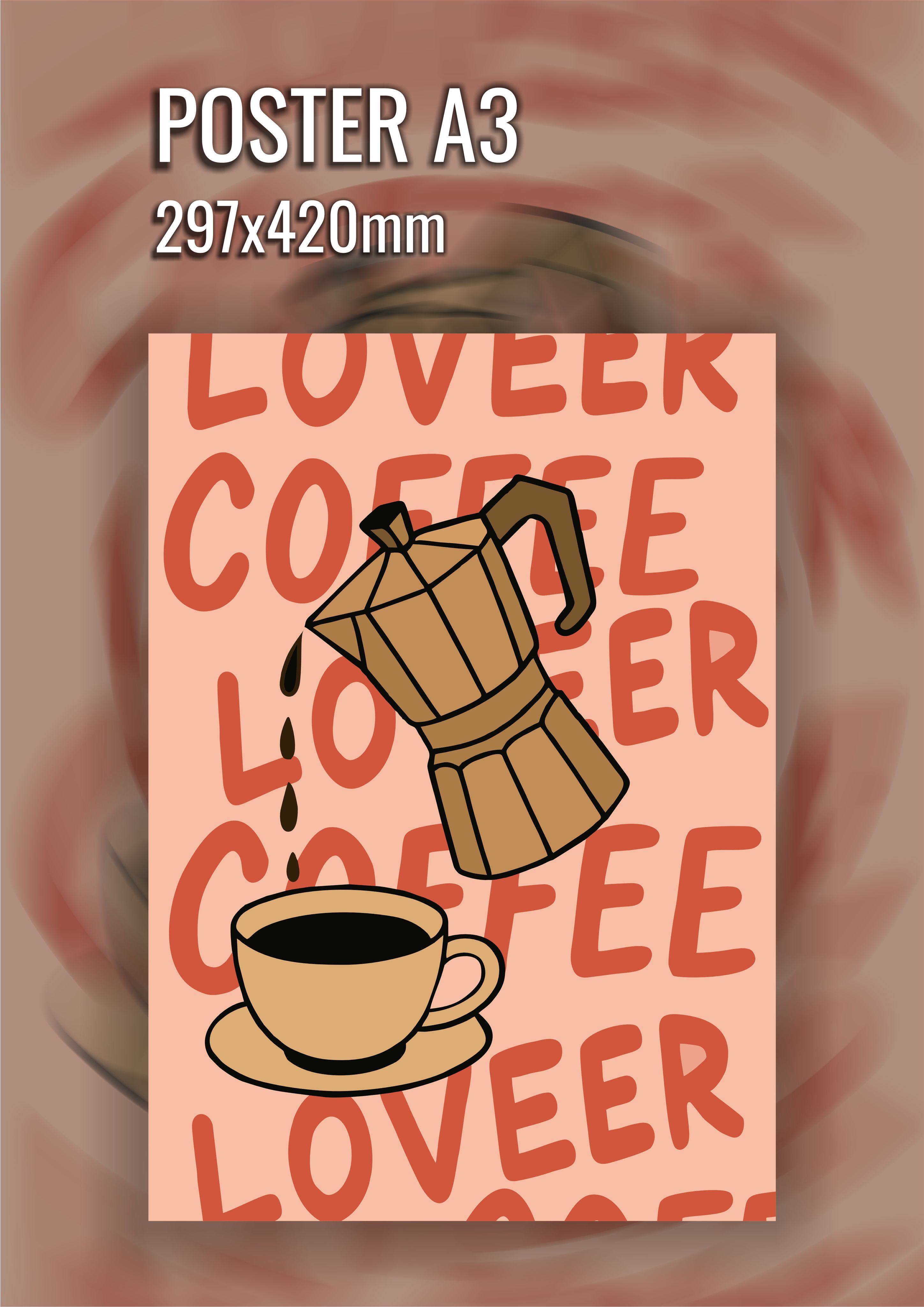 Интерьерный постер гейзер с чашкой кофе для кухни