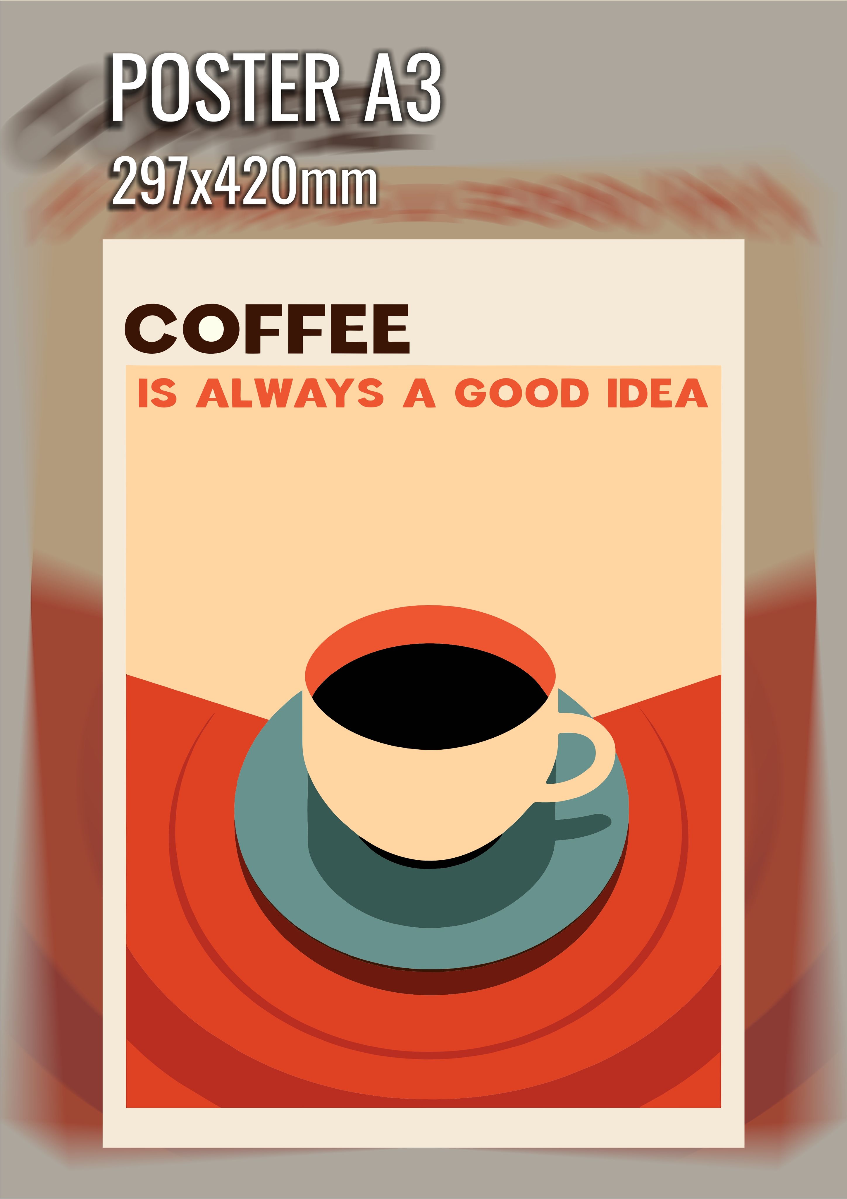 Постер с кофейной чашкой для интерьера