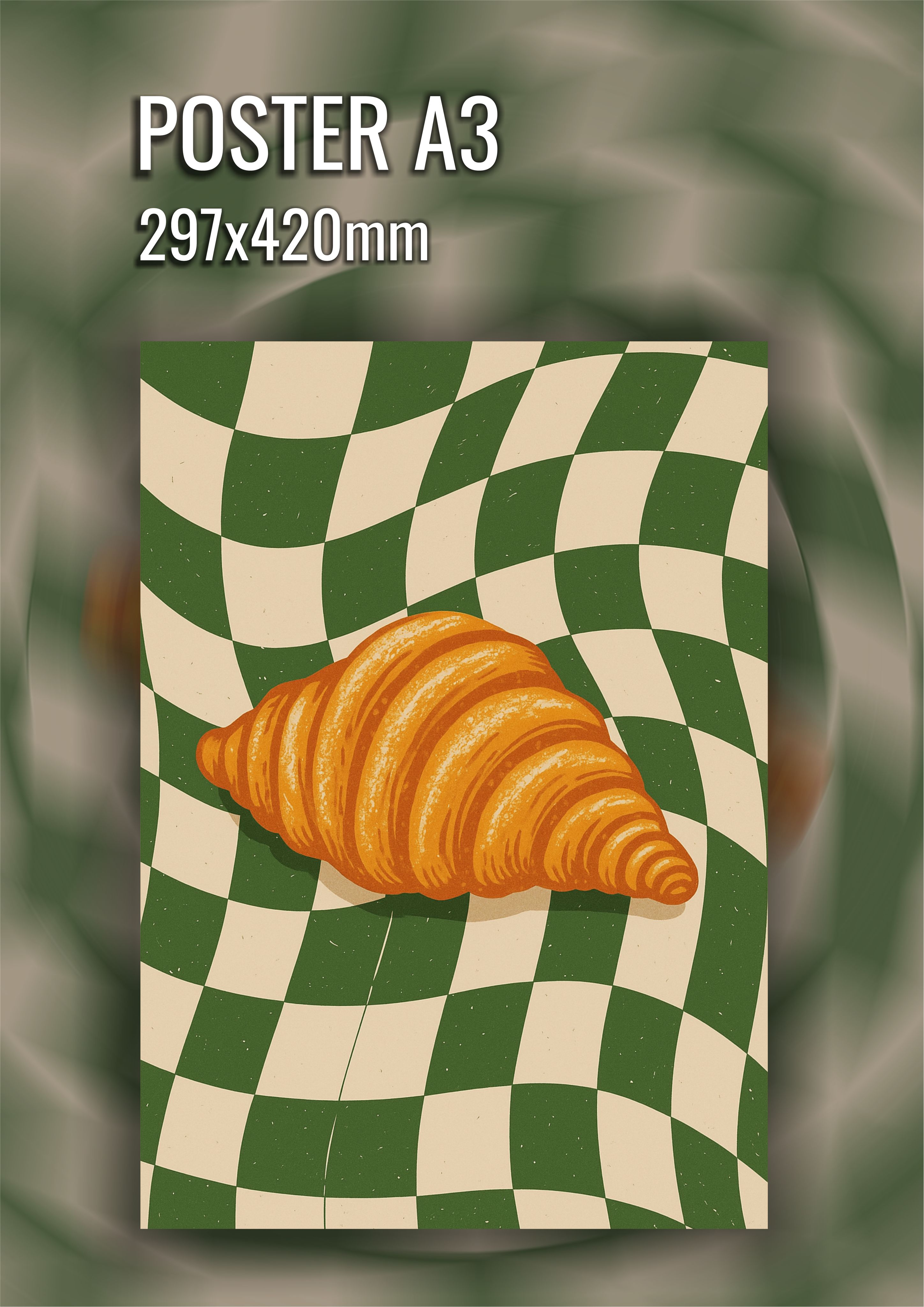 Постер круассан на кухню винтажный