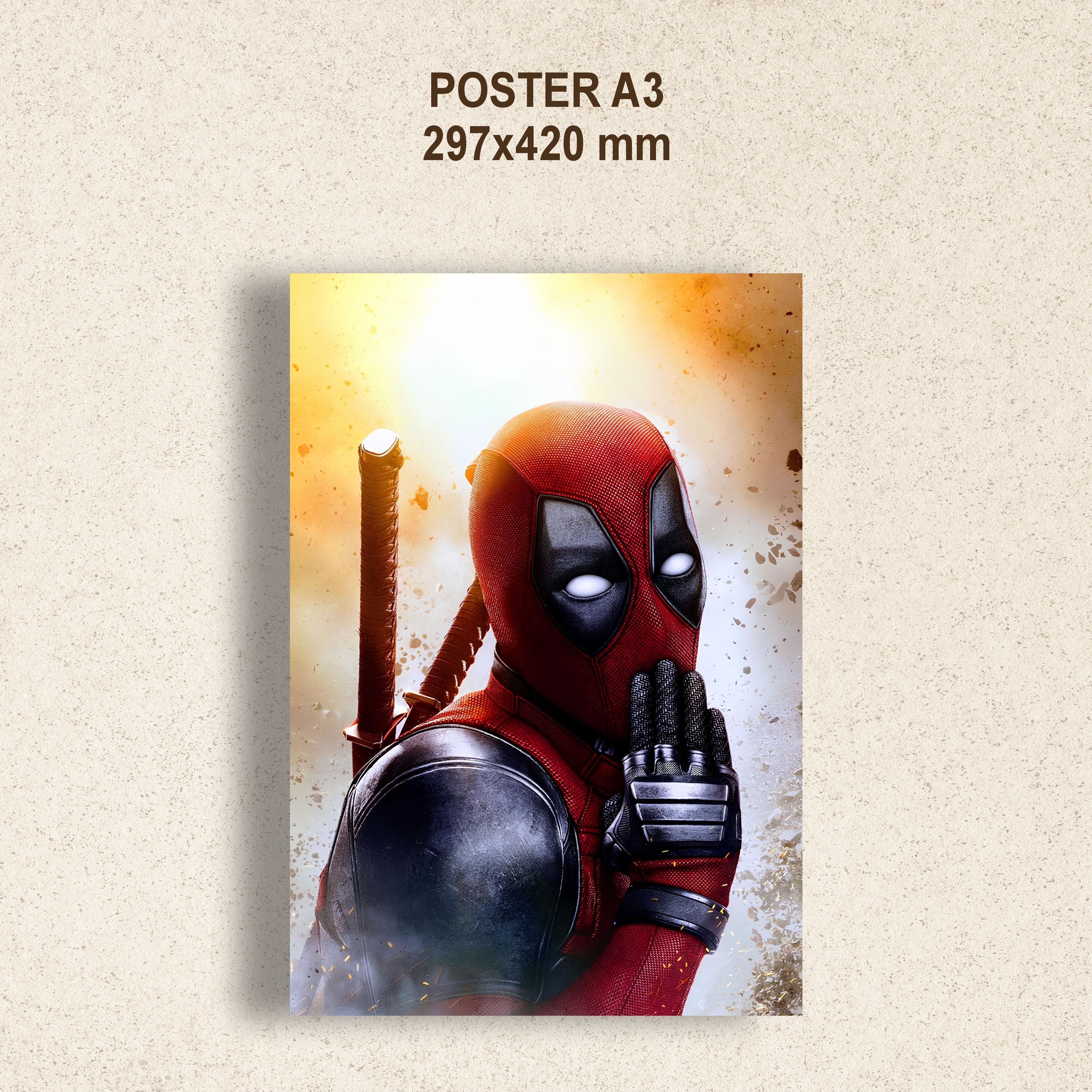 Постер Дедпула 29×42 желто-красный