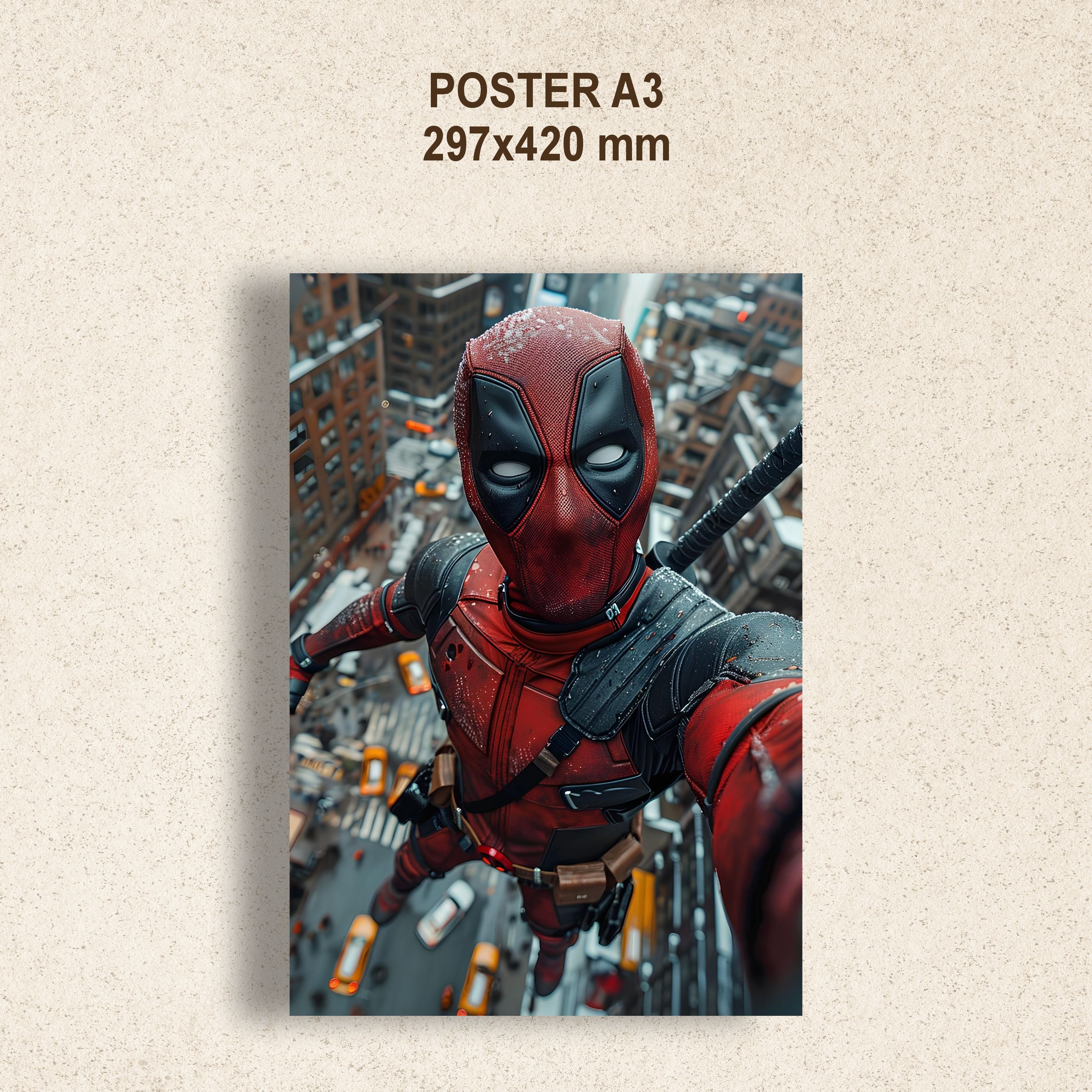 Постер Дедпула делает селфи в городе