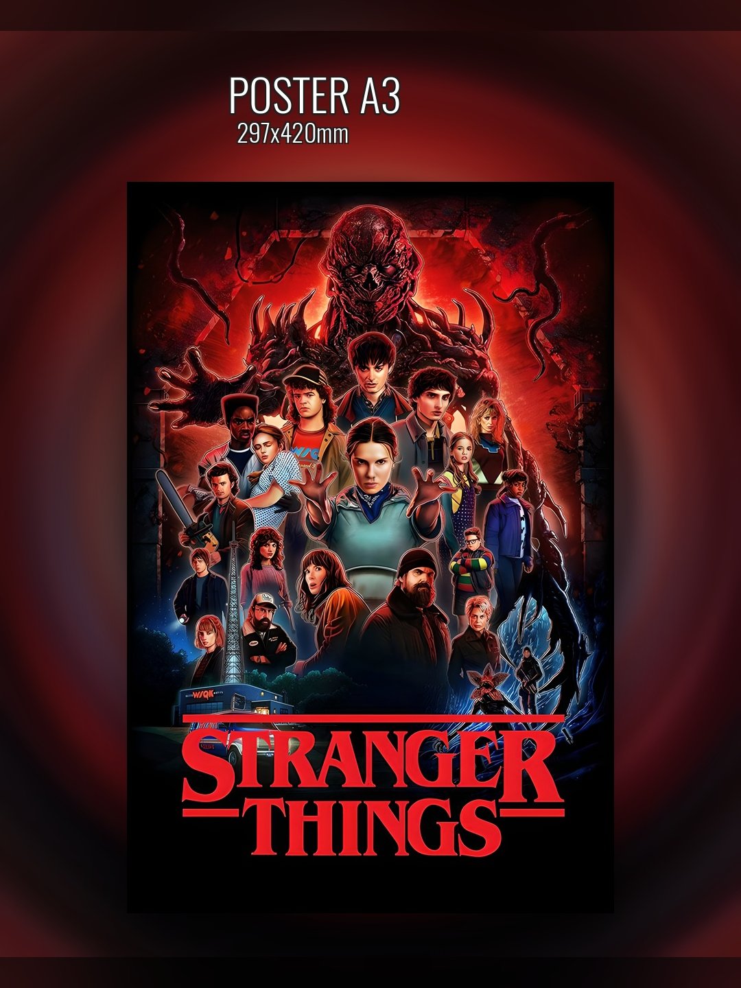 Постер Stranger Things 29×42 см красный