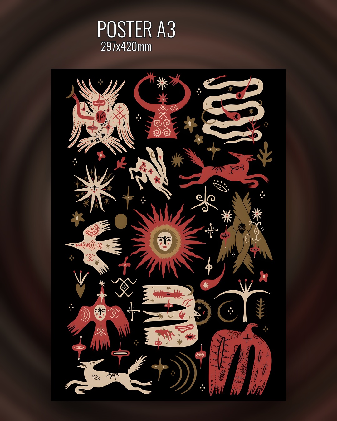 Эзотерический постер с астрологией и магическими символами