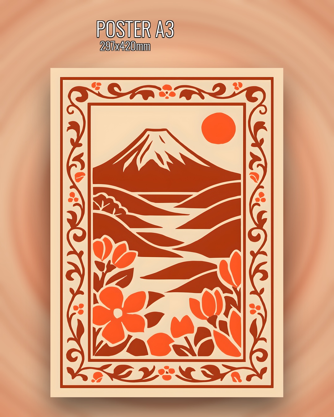 Желтый винтажный постер с горами для интерьера