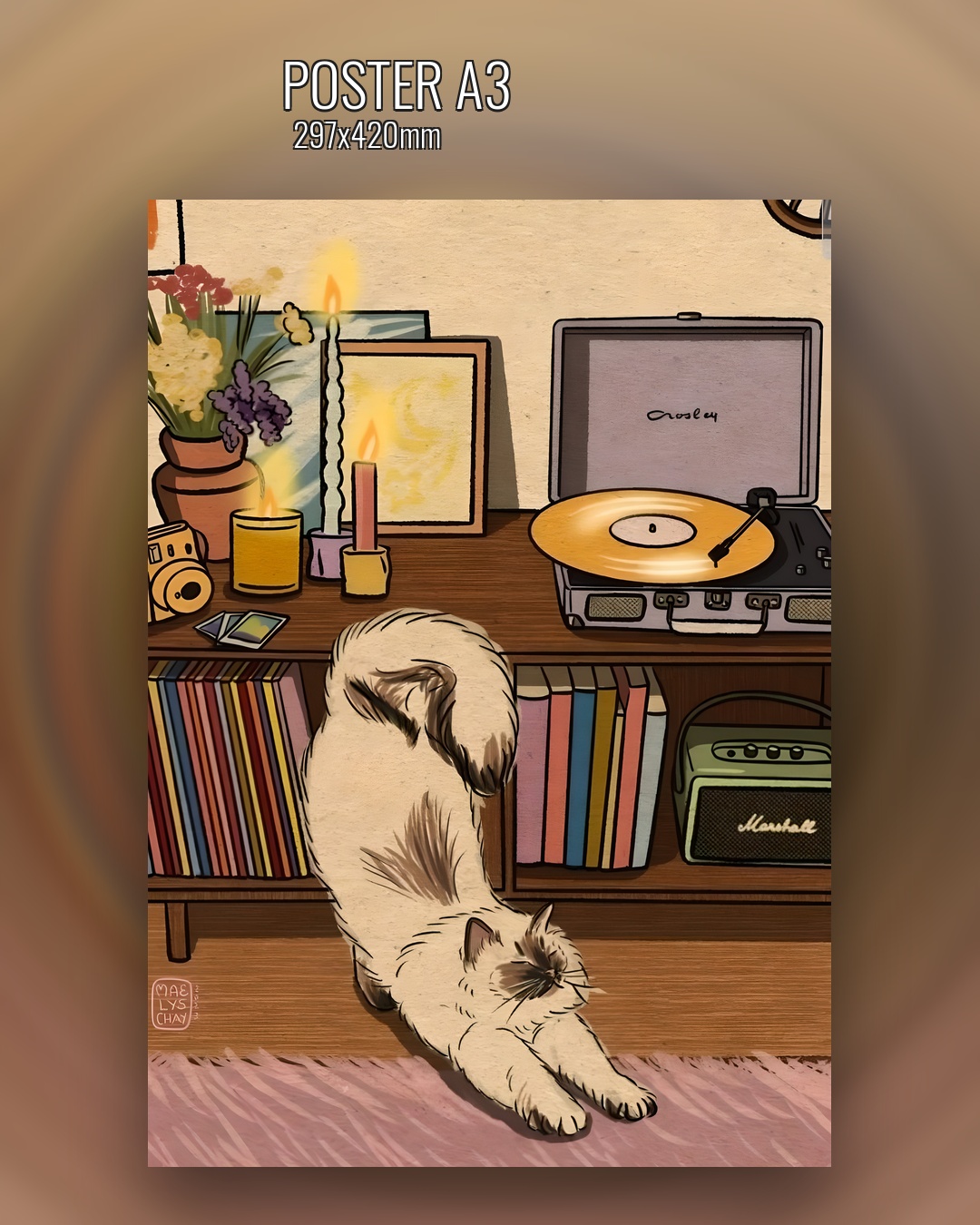 Постер с розовым котенком без рамки