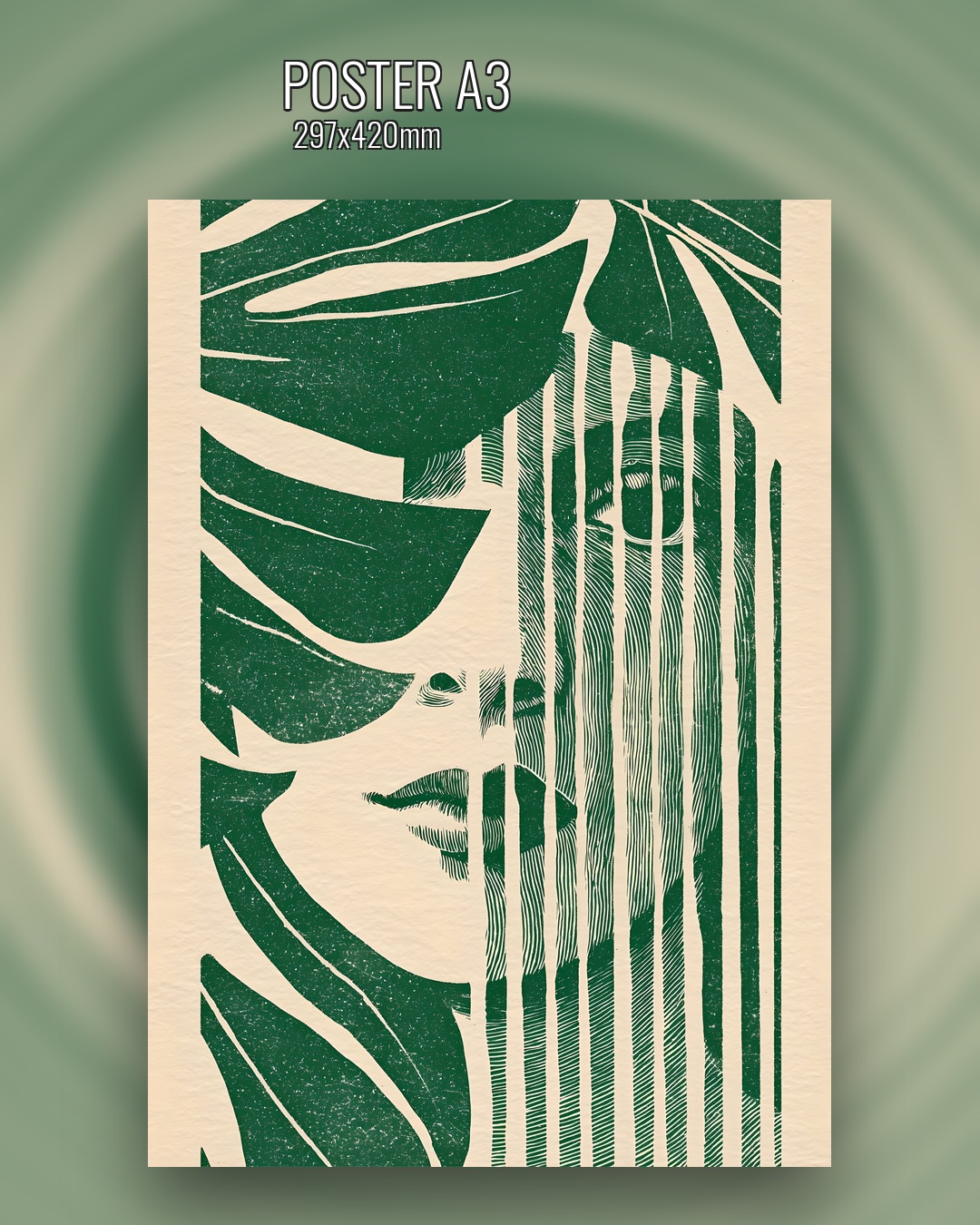 Портрет девушки с тропическими растениями