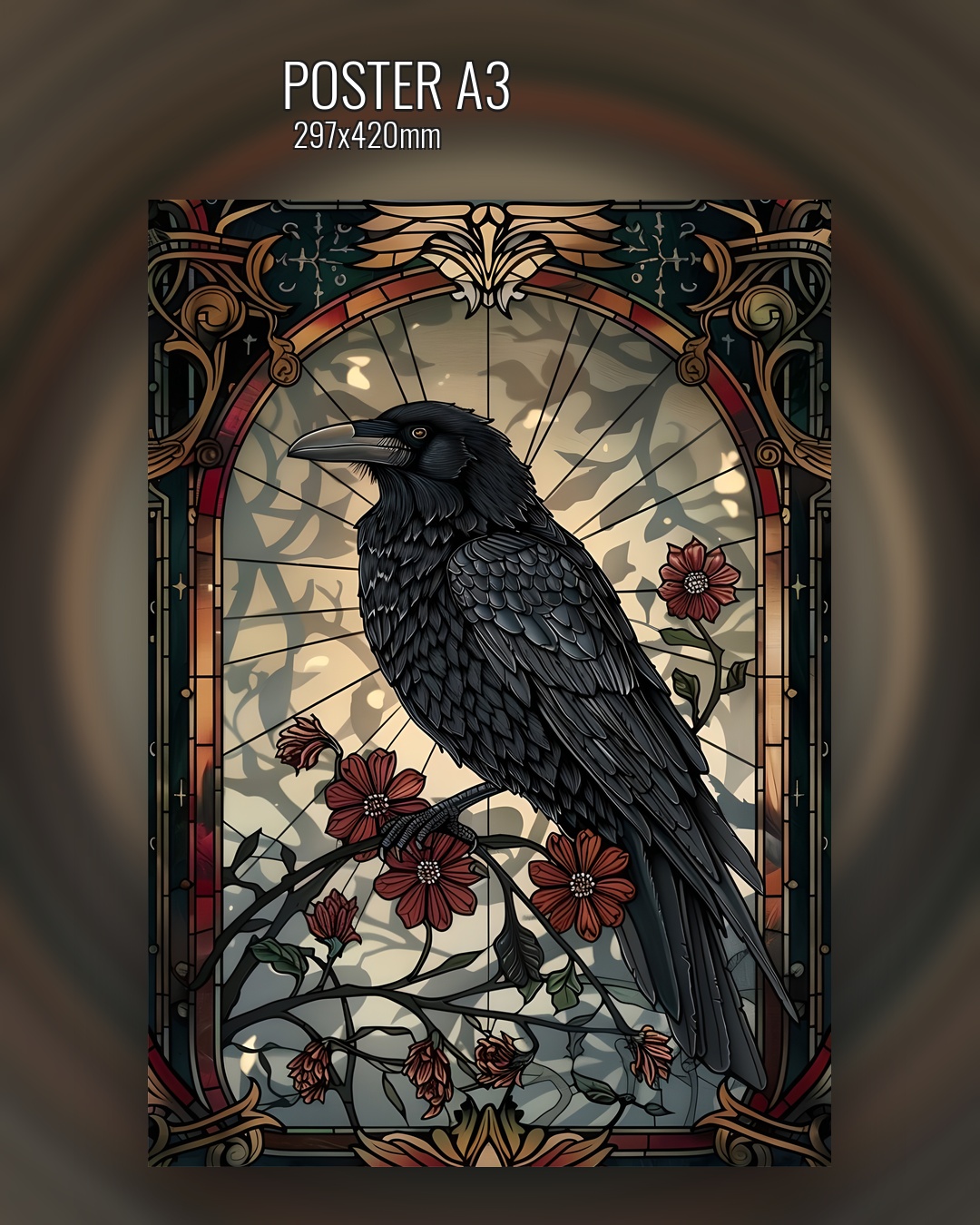 Постер черный ворон готика 29×42 см