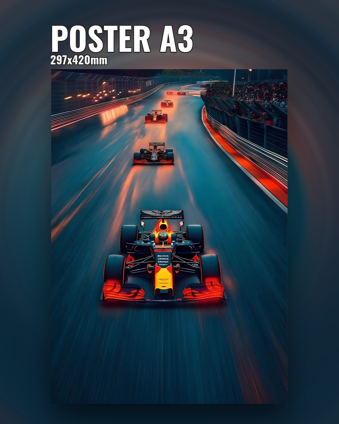 Постер ночная гонка F1 трасса