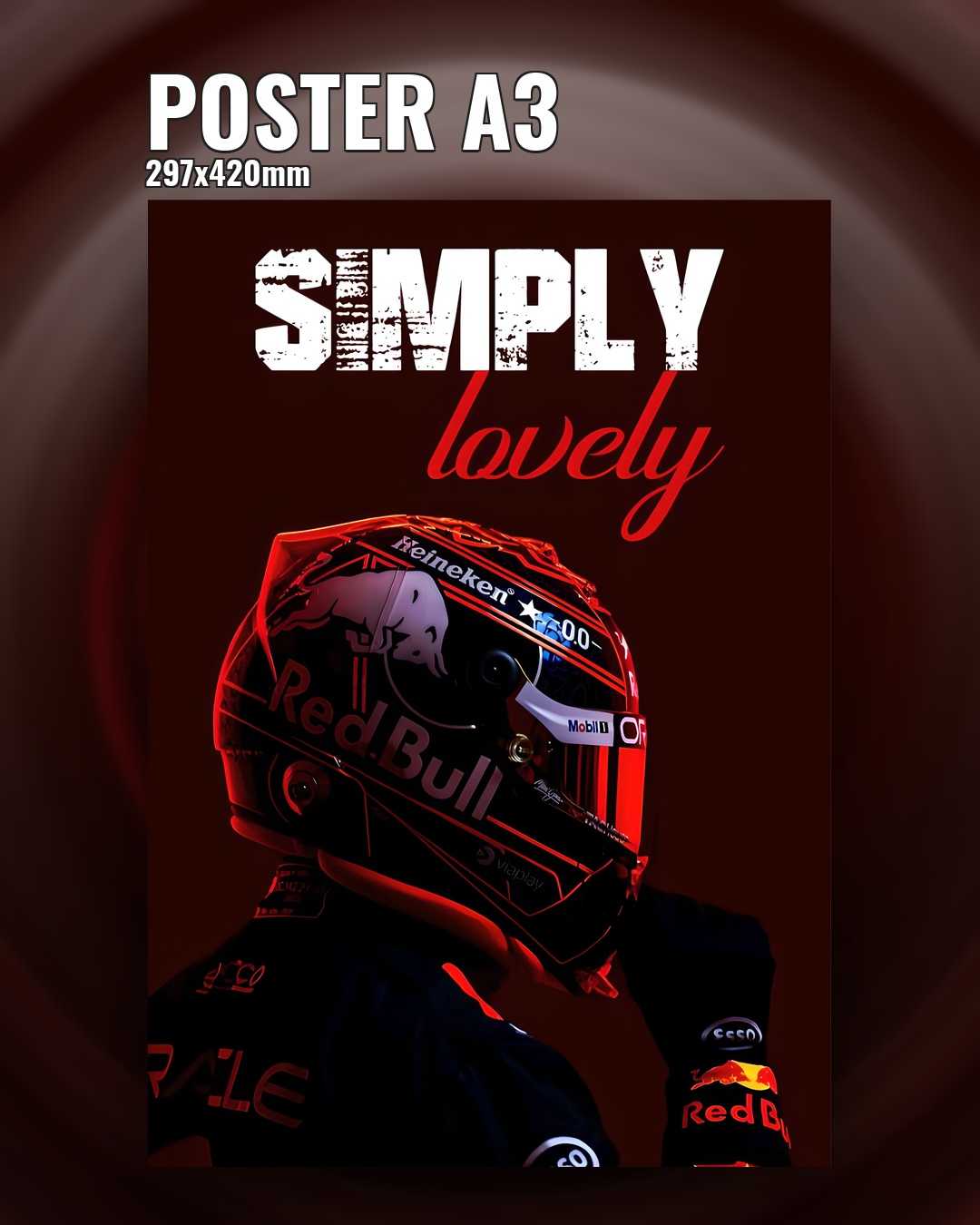 Постер Формулы 1 гонщик в шлеме на плотной бумаге без рамки