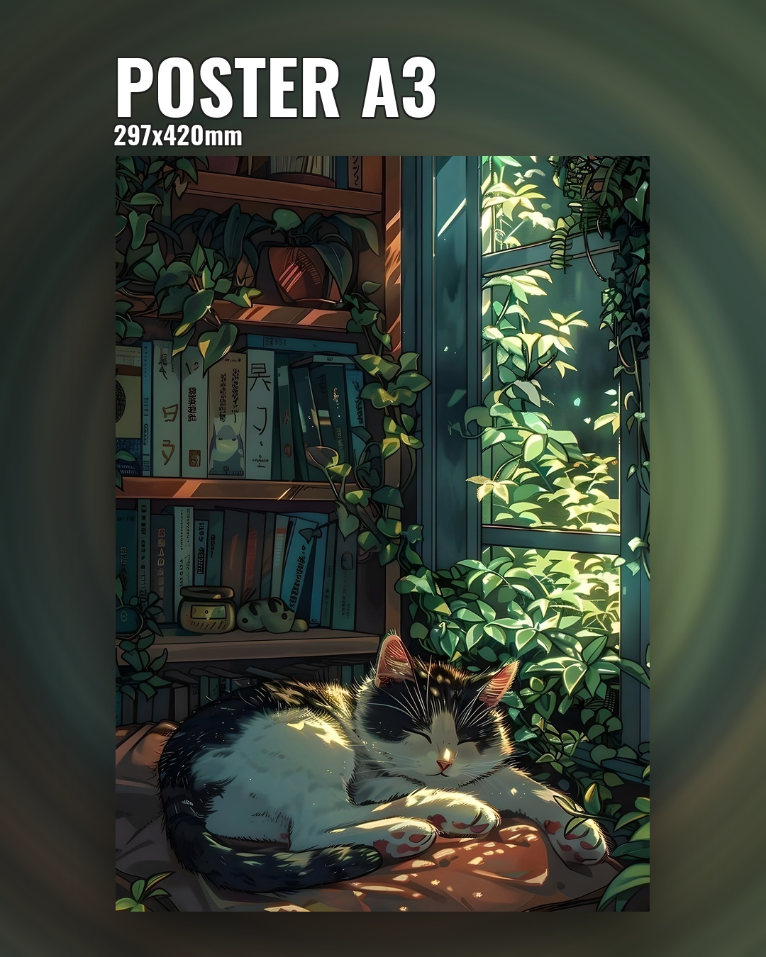 Постер спящего кота интерьерный без рамки
