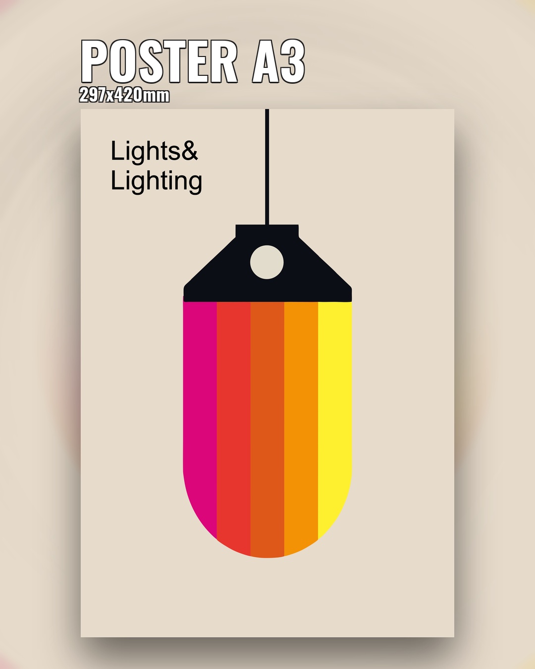 Постер в стиле Баухаус с минималистичной абстрактной лампой для интерьера