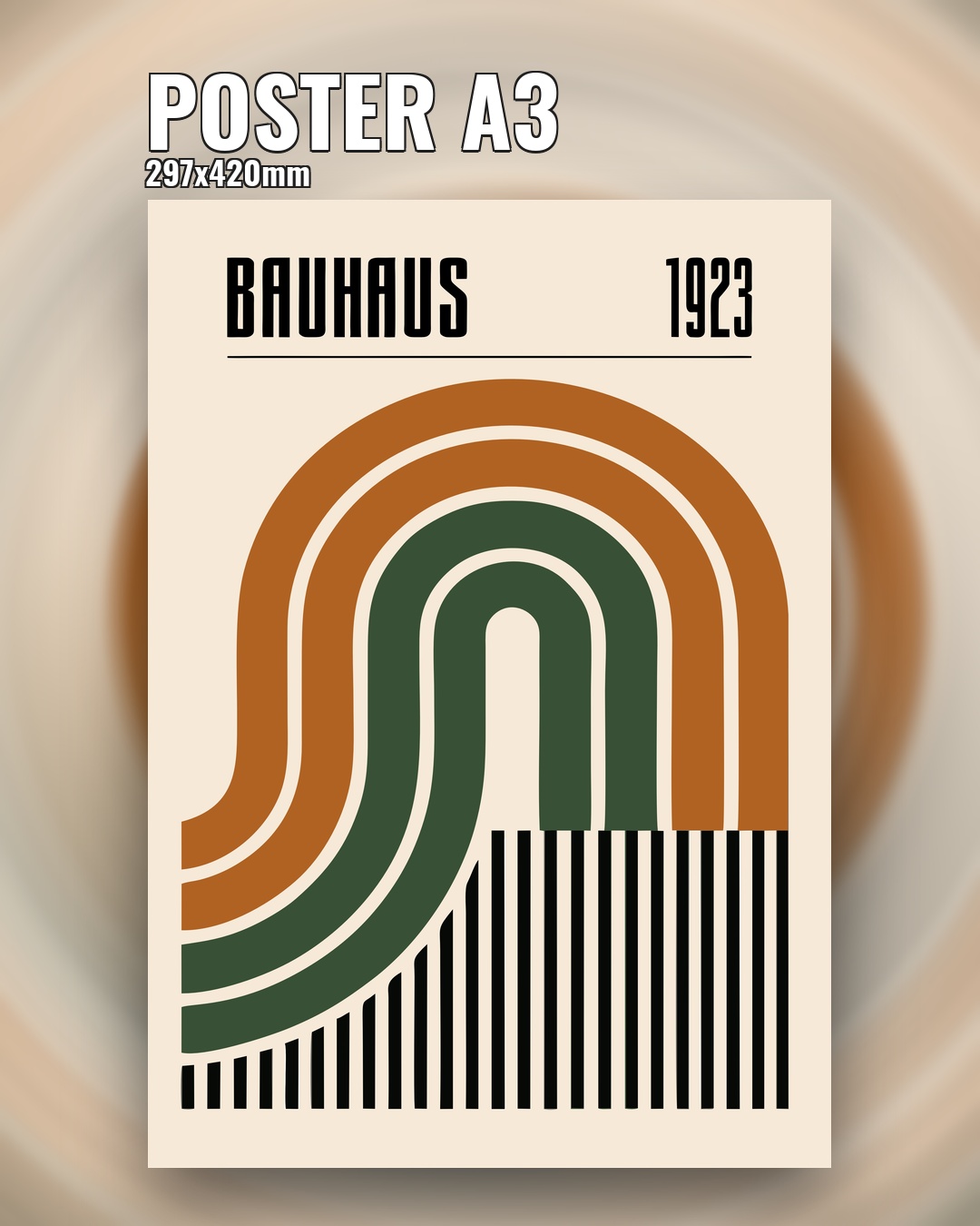 Постер Баухаус геометрия форм 29×42 см интерьерный серый