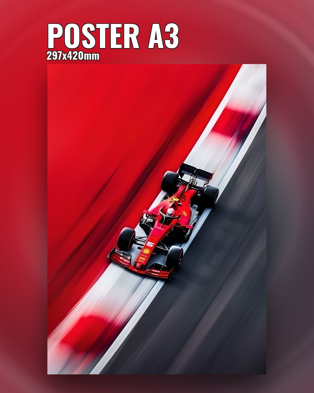 Постер болид Формулы 1 красного цвета