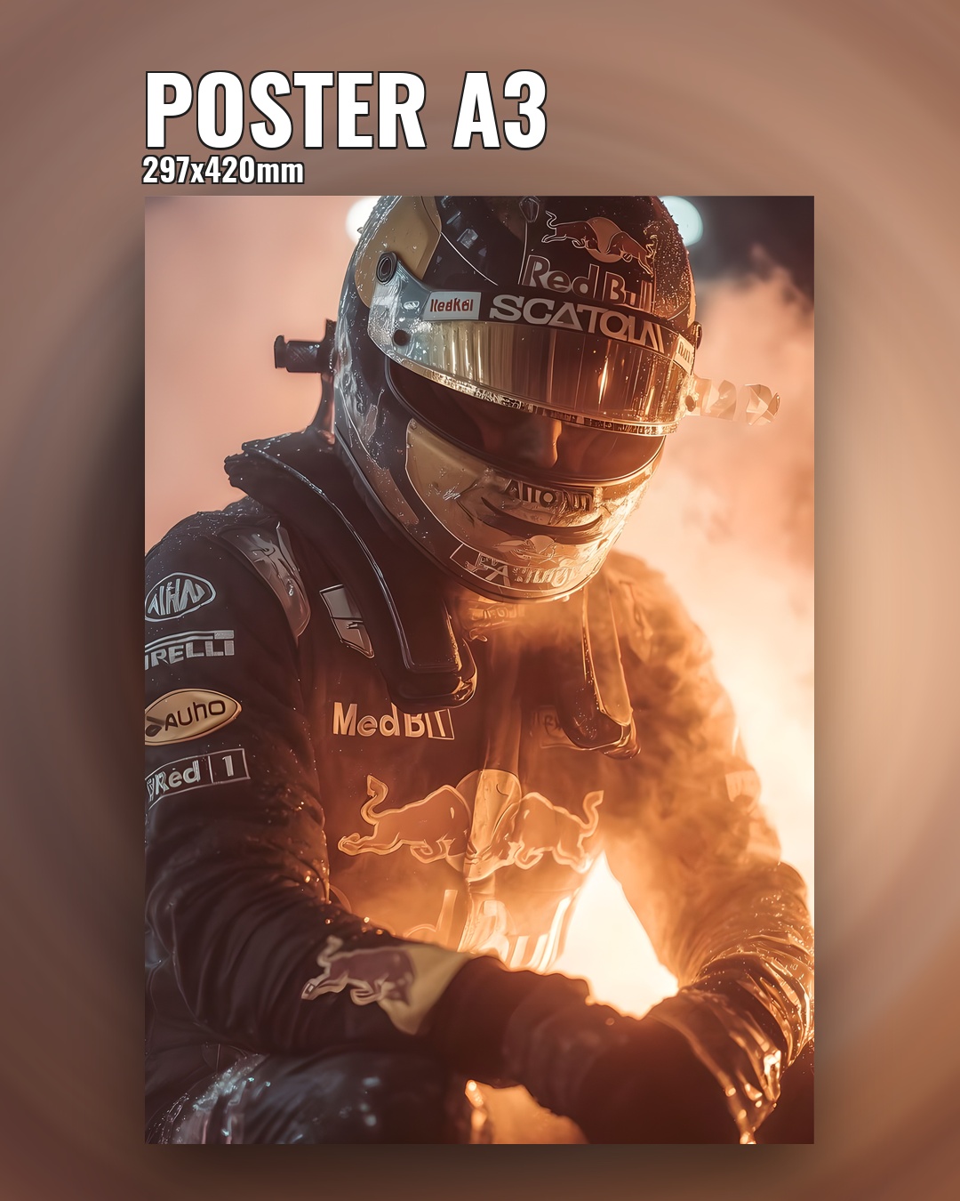 Постер Формулы 1 гонщик в желтом шлеме