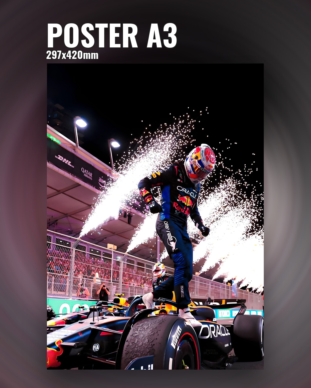 Постер чемпиона Формулы 1 празднует победу