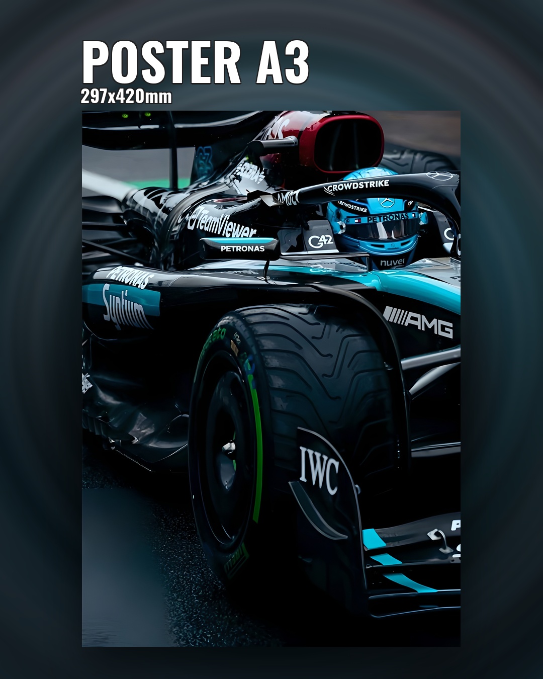 Постер пилота Формулы 1, голубой, интерьерный спортивный