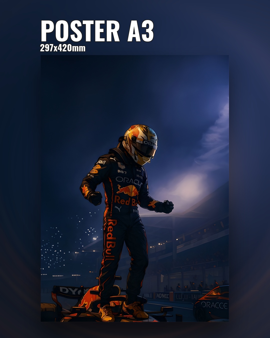 Формула 1 болид под дождём на мокрой трассе