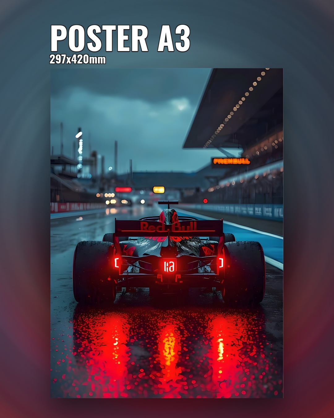 Формула 1 ночная гонка под дождём с отражением трассы