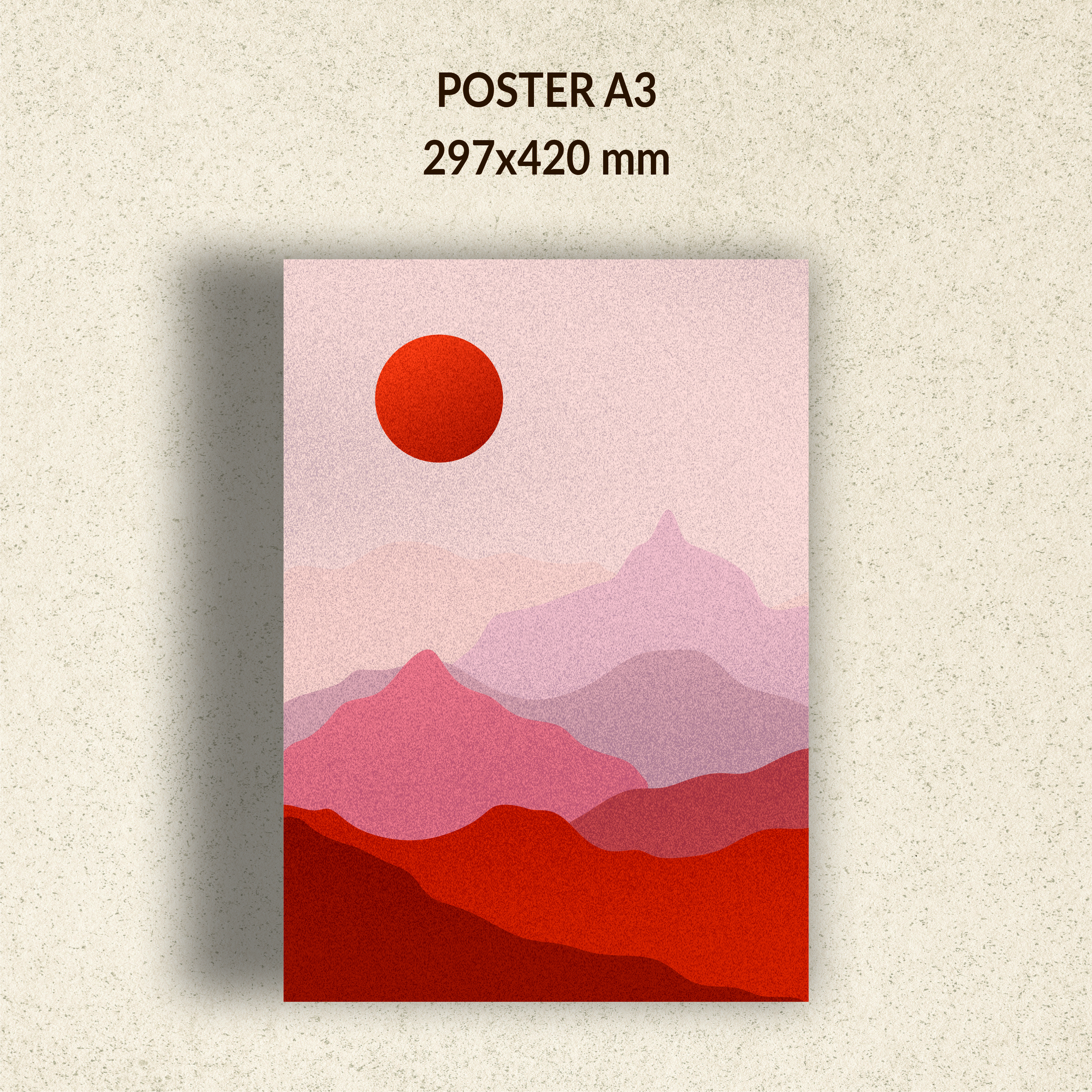 Постер Красные горы пустыни абстрактный