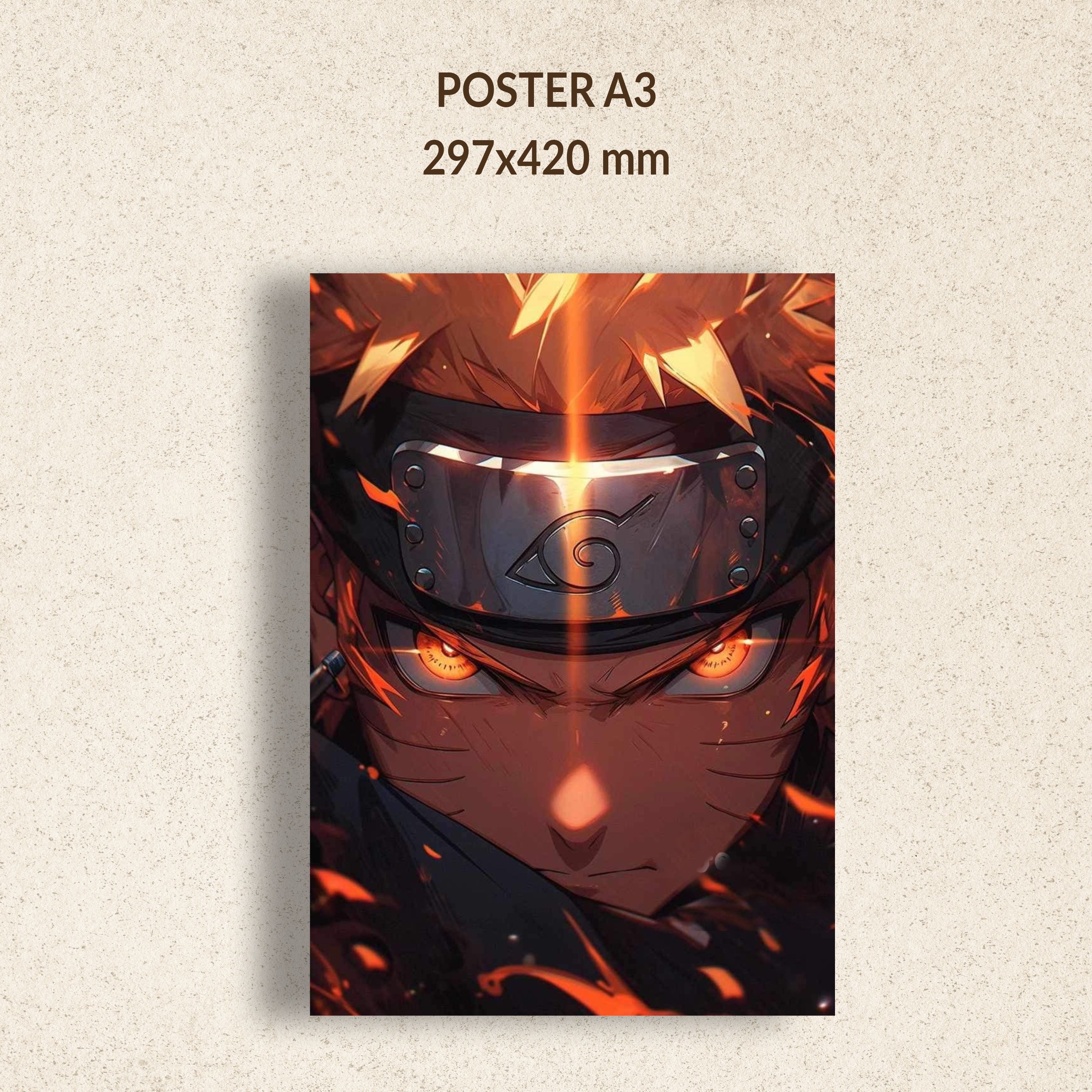 Постер Наруто с красными глазами 29x42 см интерьерный