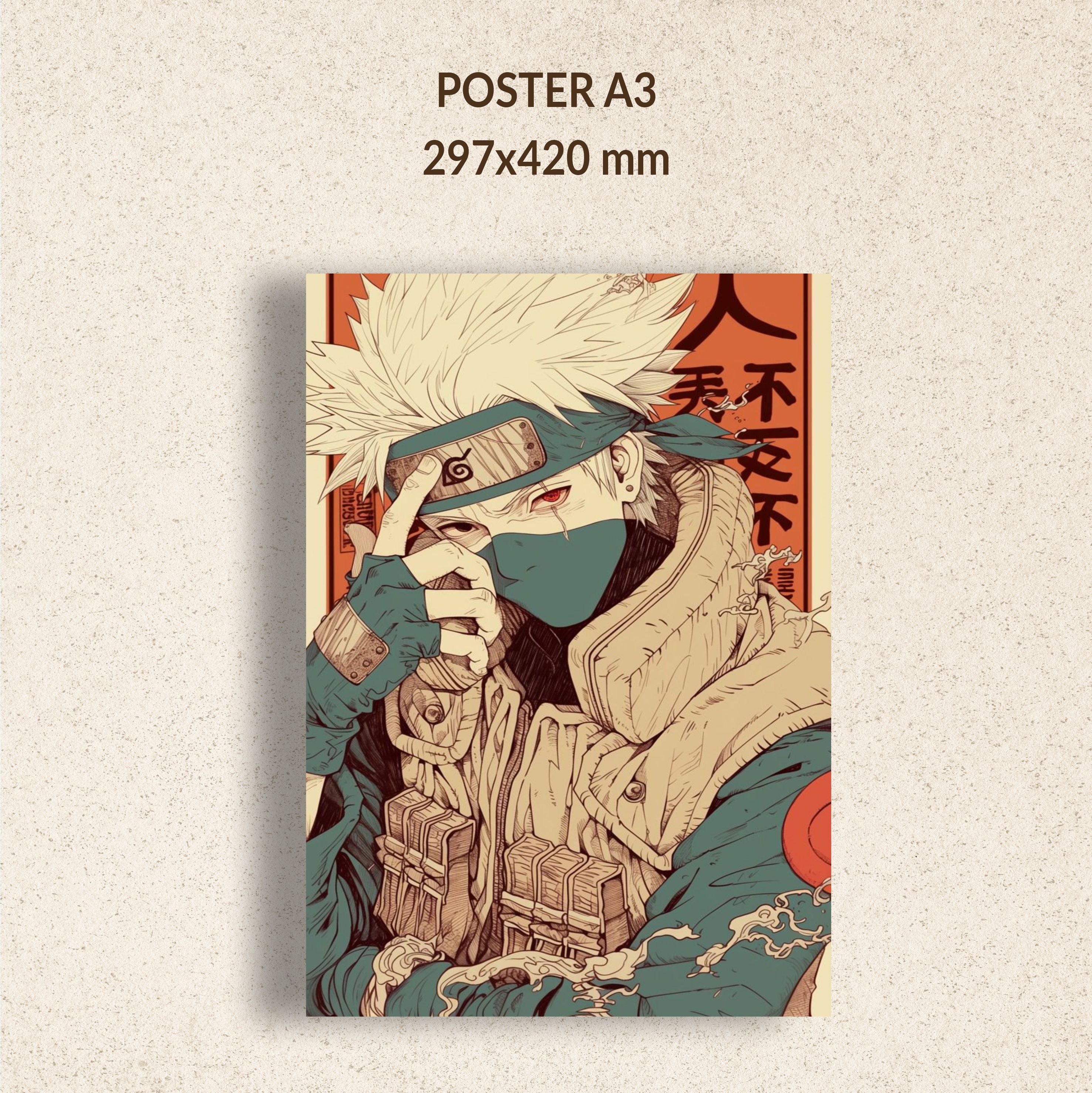 Постер аниме Наруто Какаши в стиле арт