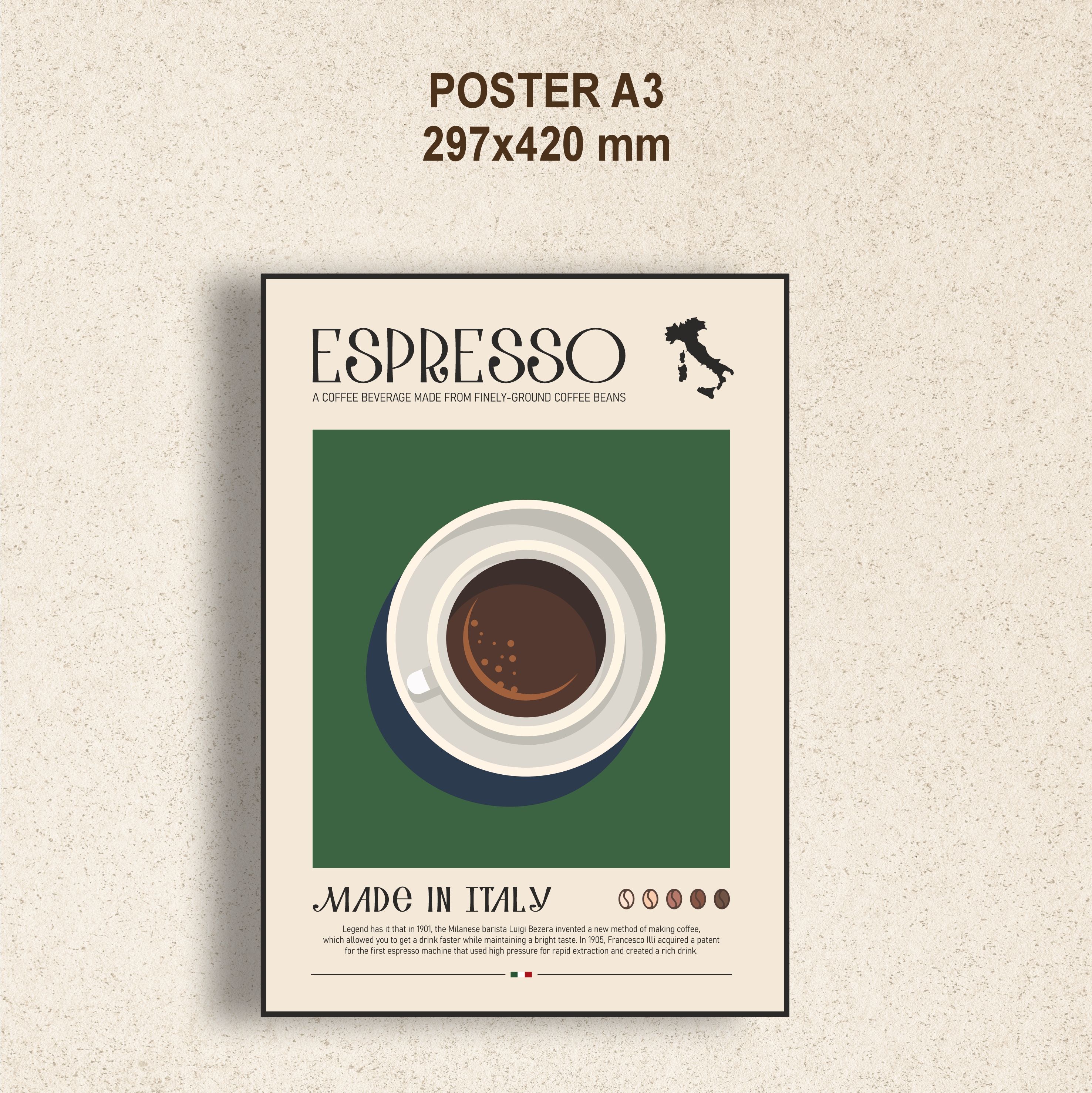 Постер Espresso зеленый на темную бумагу