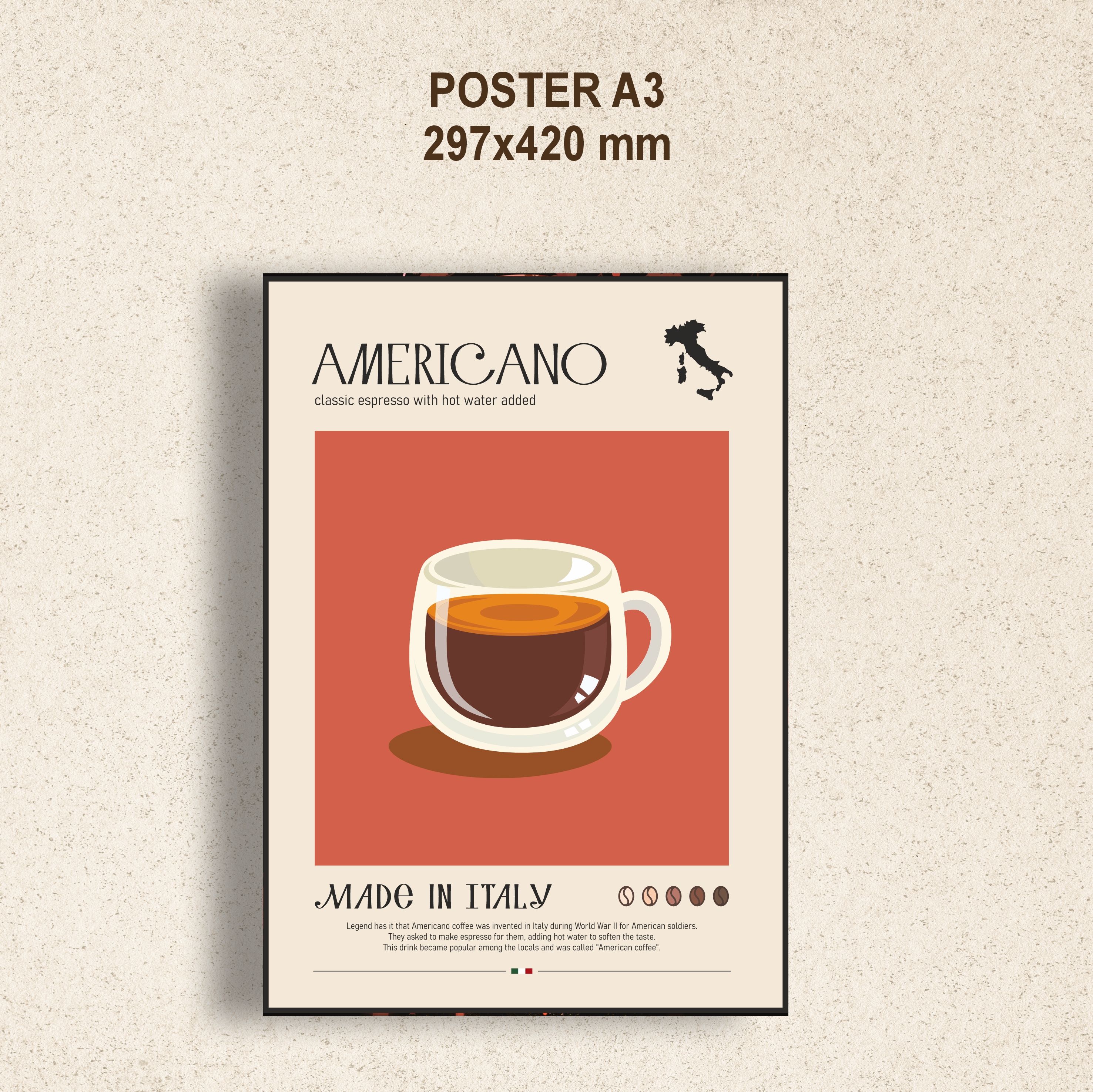 Постер Americano 29x42 см деревенский стиль